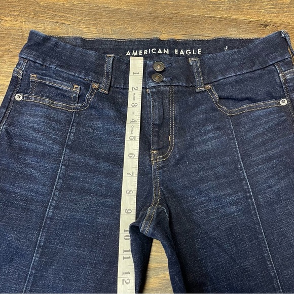 American Eagle Jeans Curvy Kick Boot Dark Wash Womens 10 Short Center Seam Blue - Picture 10 of 10